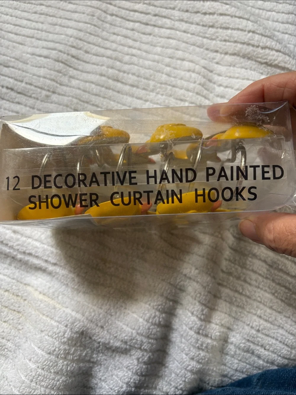 Hand Crafted Yellow Shower Curtain Hooks - Set of 12
